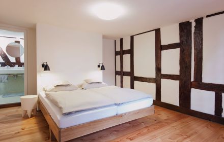 Room with half-timbered structure
